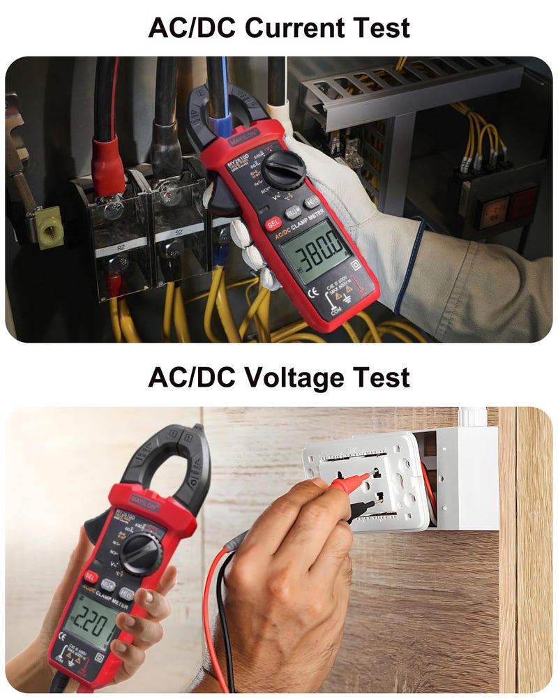 MAYILON Digital Clamp Meter, Multimeter TRMS 6000 Counts Amp Volt Meter Auto-ranging Measures AC/DC Voltage, AC/DC Current Capacitance NCV Frequency Live Wire Resistance Diode Temperature Continuity MY2610D - Image 3